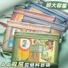 Student subject classification bags, nylon mesh double-layer zipper file bags, archive material storage handbags, storage bags details Picture